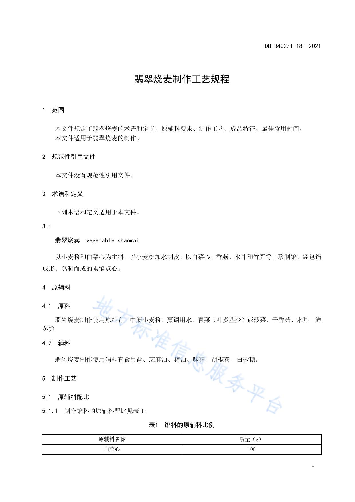 翡翠烧卖制作工艺规程