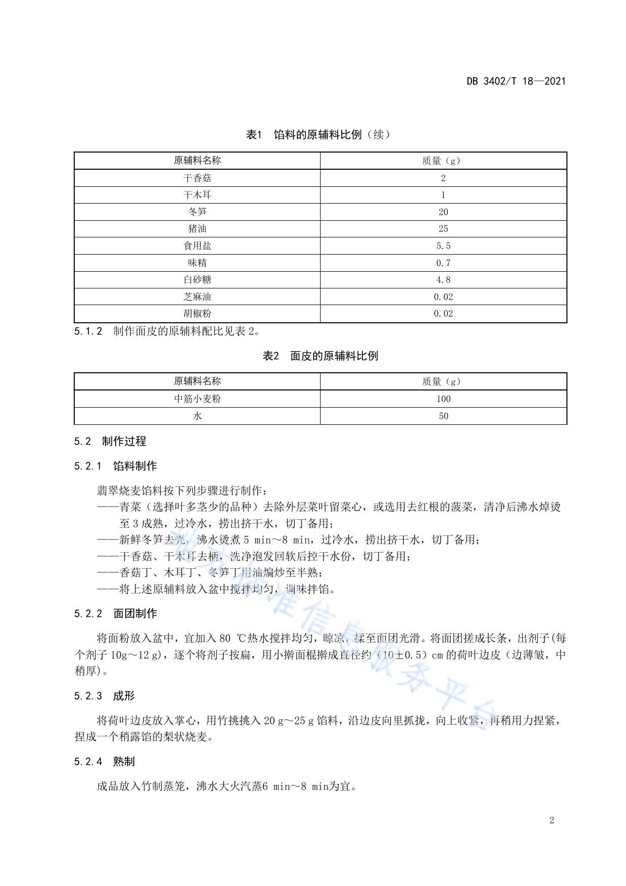 翡翠烧卖制作工艺规程