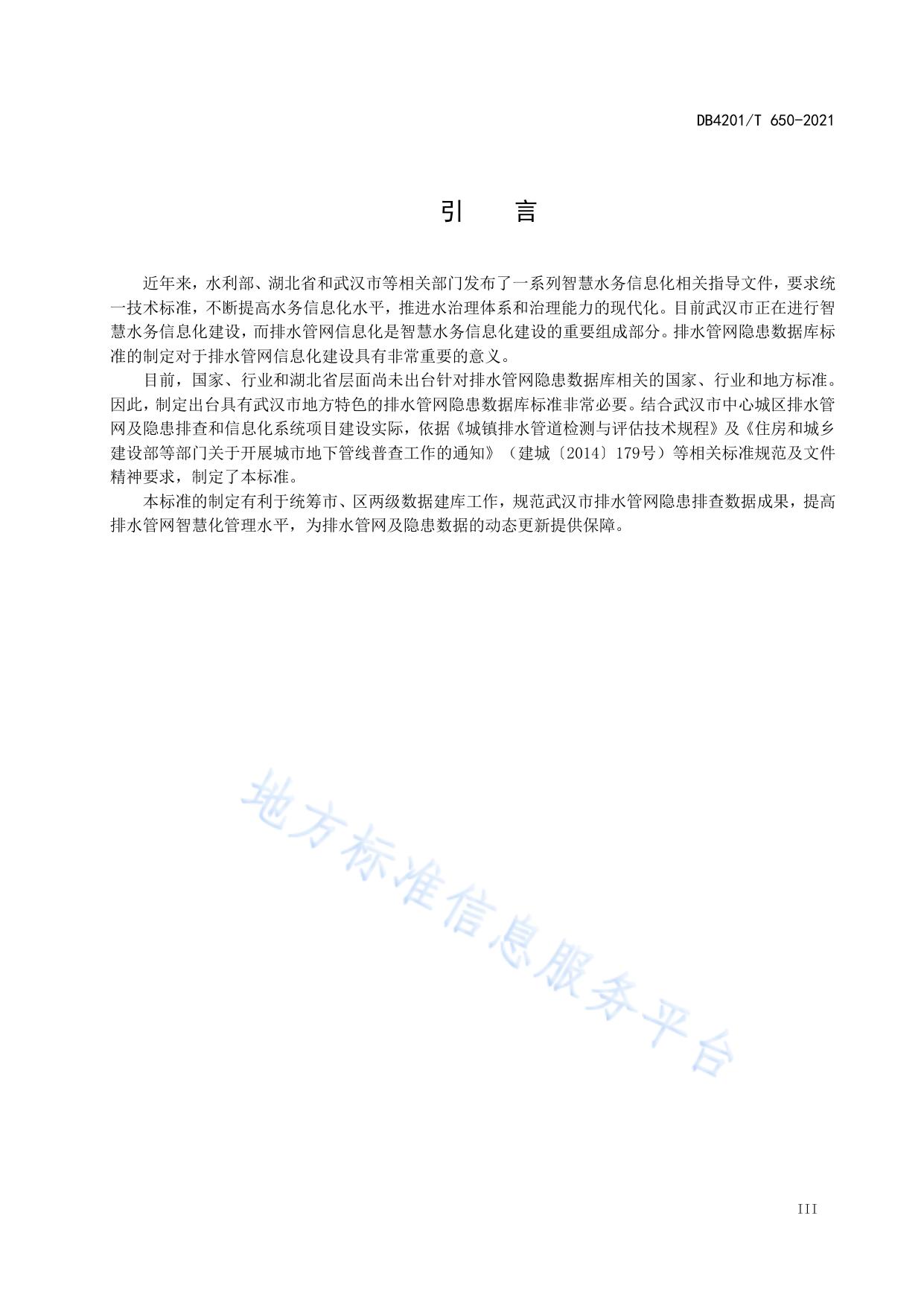 武汉市排水管网隐患数据库标准