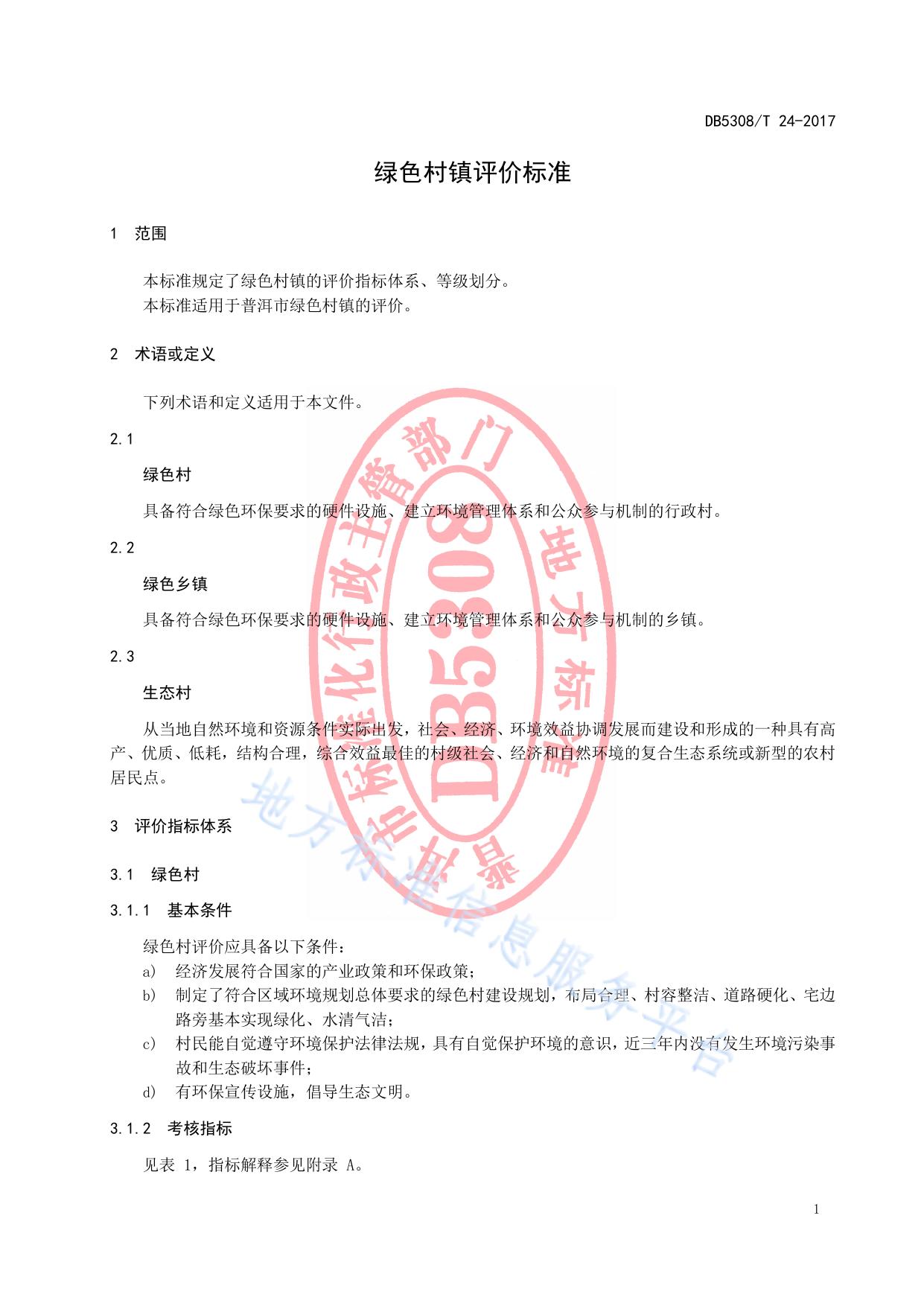 绿色村镇评价规范