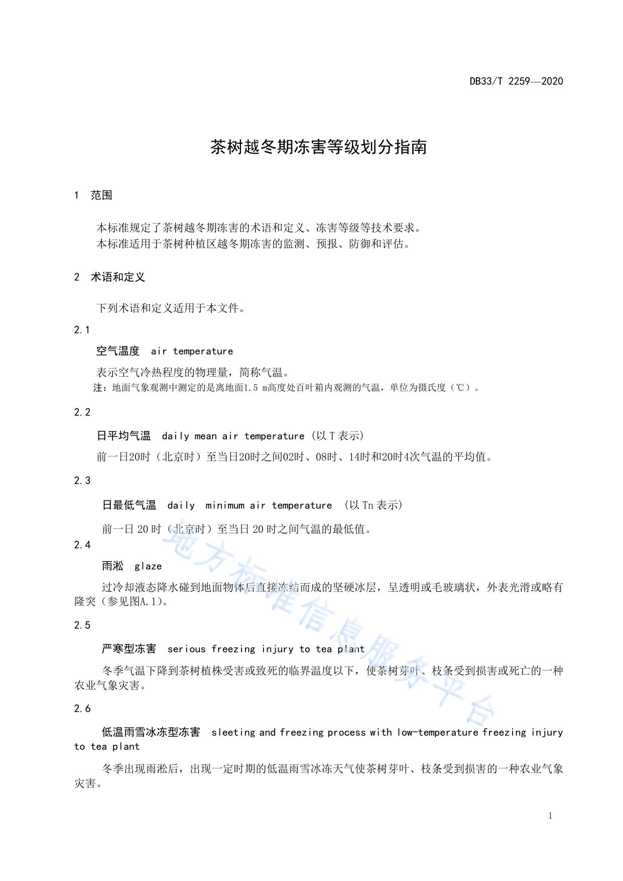 茶树越冬期冻害等级划分指南