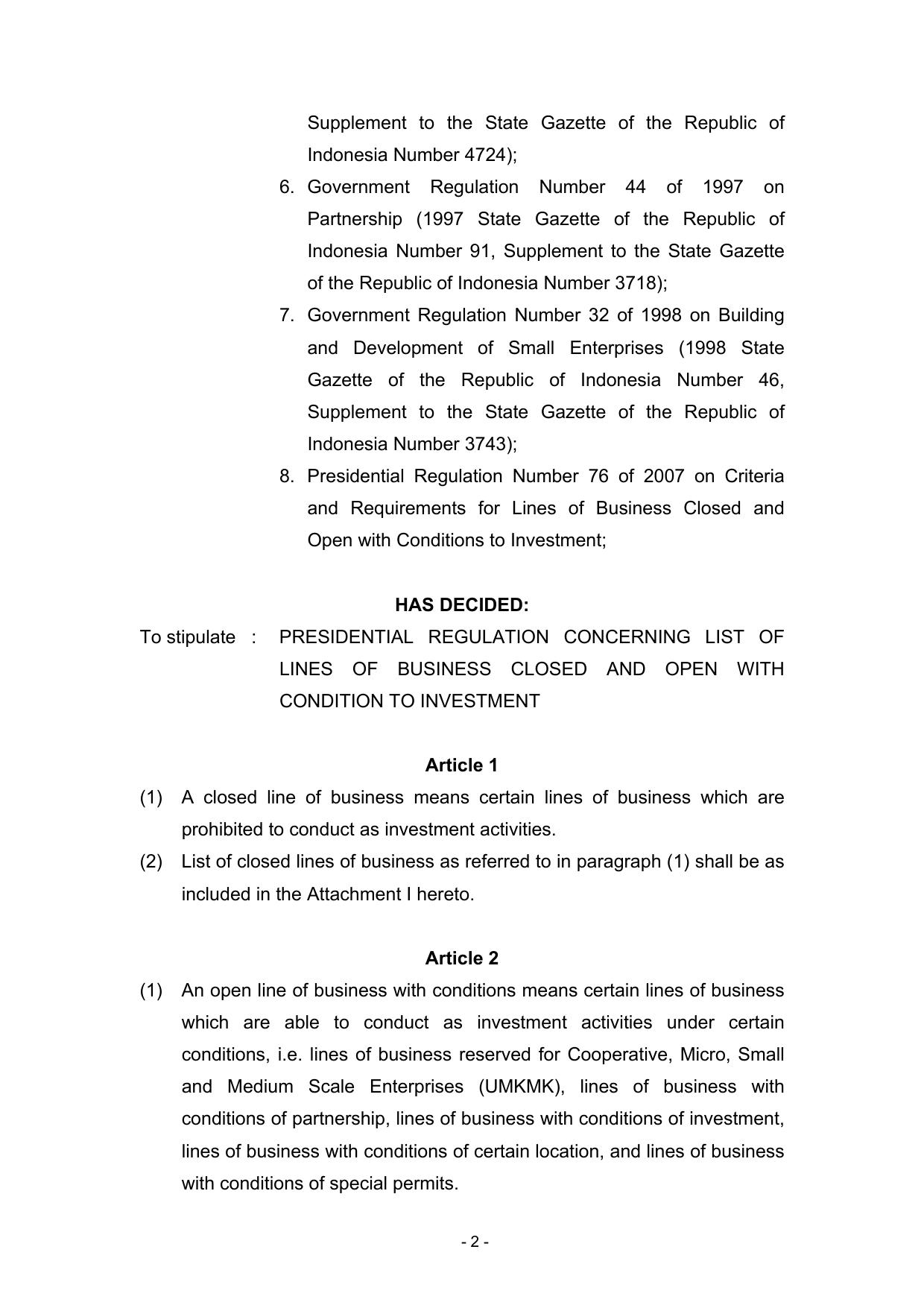 印尼2007年77号关于投资领域限制的政府条例.pdf