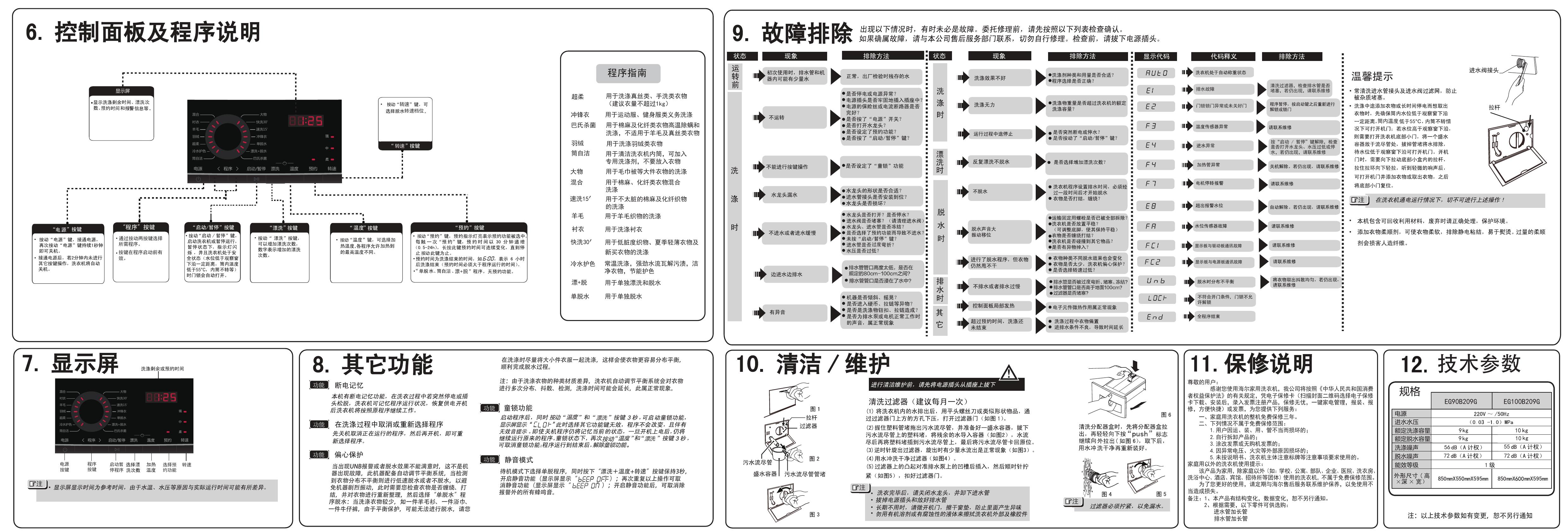 海尔Haier 洗衣机 EG90B209G 说明书.pdf