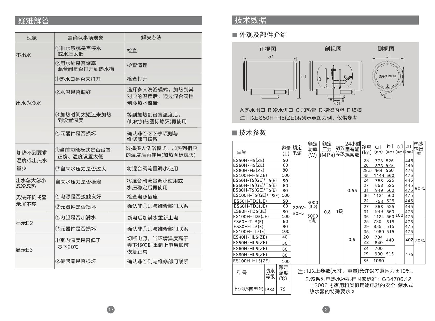 海尔Haier 电热水器 ES50H-T5(E) 说明书.pdf