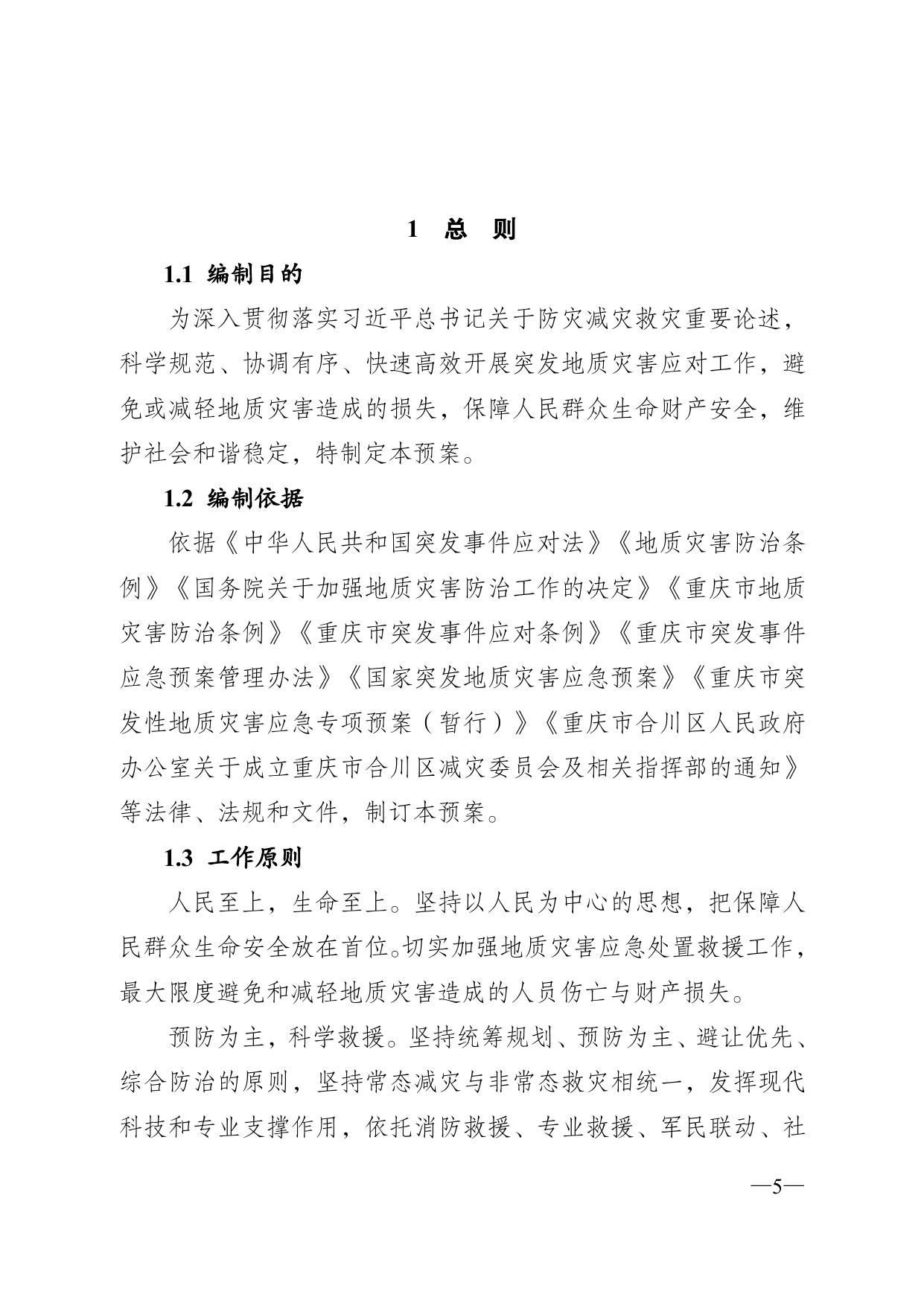 重庆市合川区减灾委员会关于印发《重庆市合川区突发地质灾害应急专项预案（暂行）》的通知.pdf