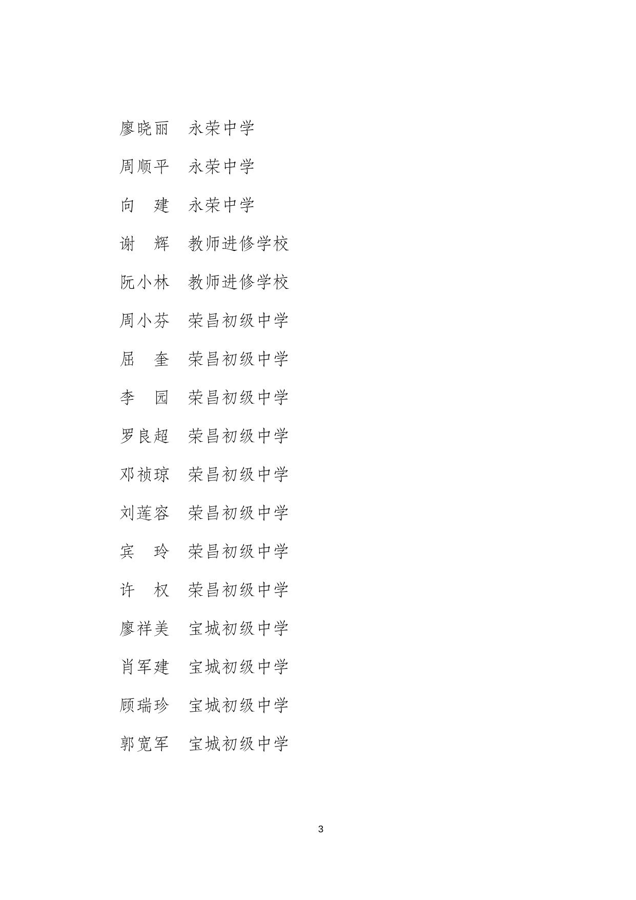 荣教工委发〔2021〕58号附件2：荣昌区教育系统第37个教师节“优秀教师”名单.docx