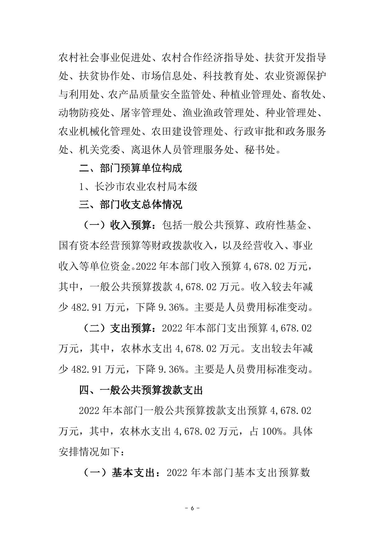 长沙市农业农村局机关2022年度部门预算公开.docx