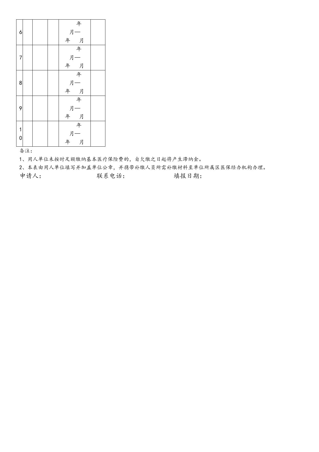 常州市基本医疗保险补缴申请表.doc