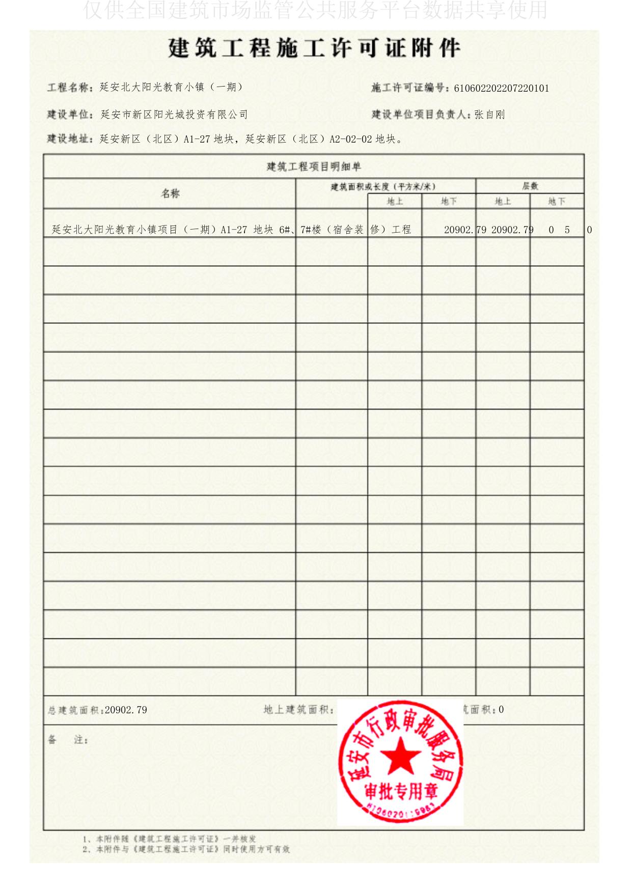 延安北大阳光教育小镇（一期）施工许可证.pdf