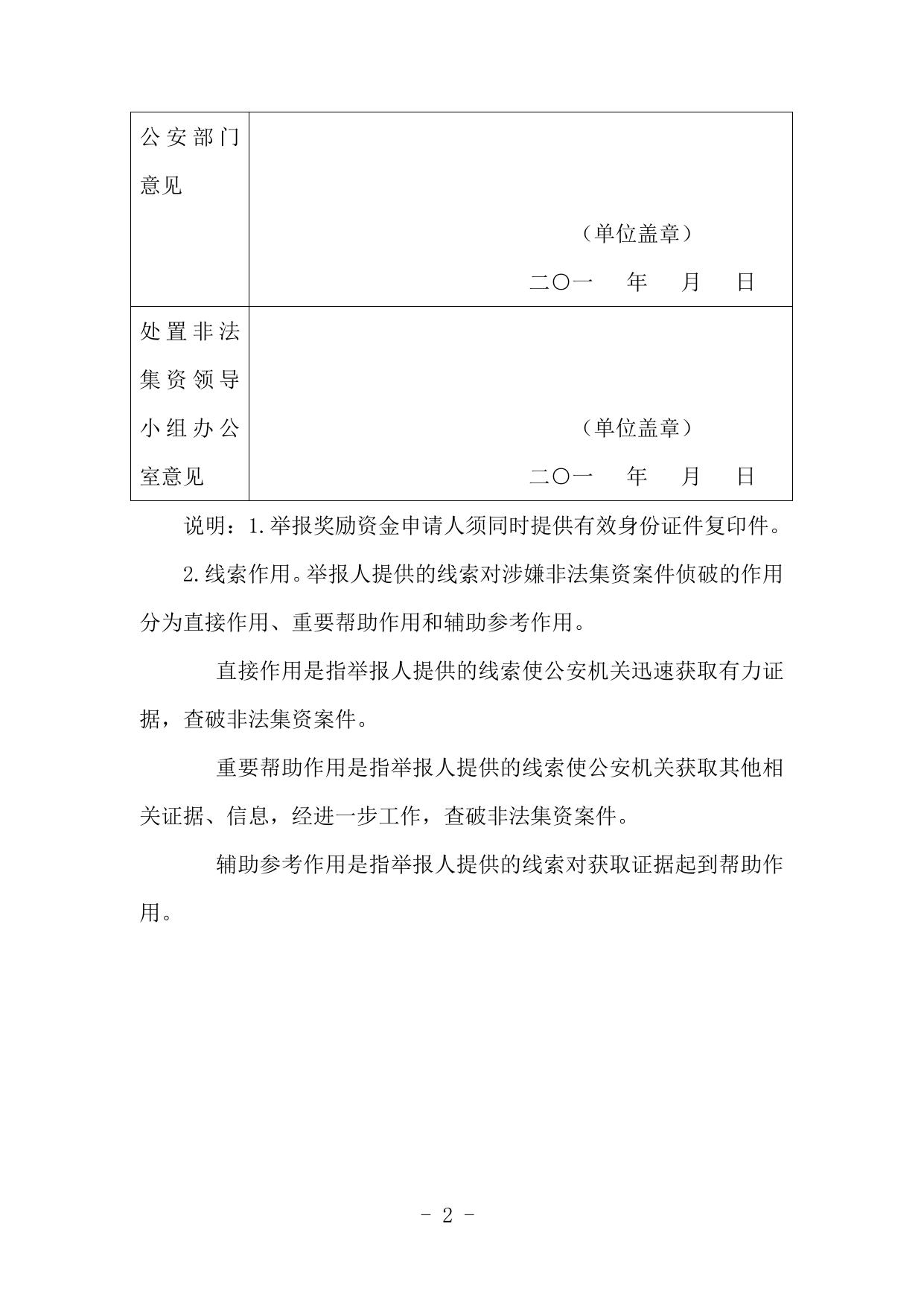 非法集资案件举报奖励资金申领审批表.doc