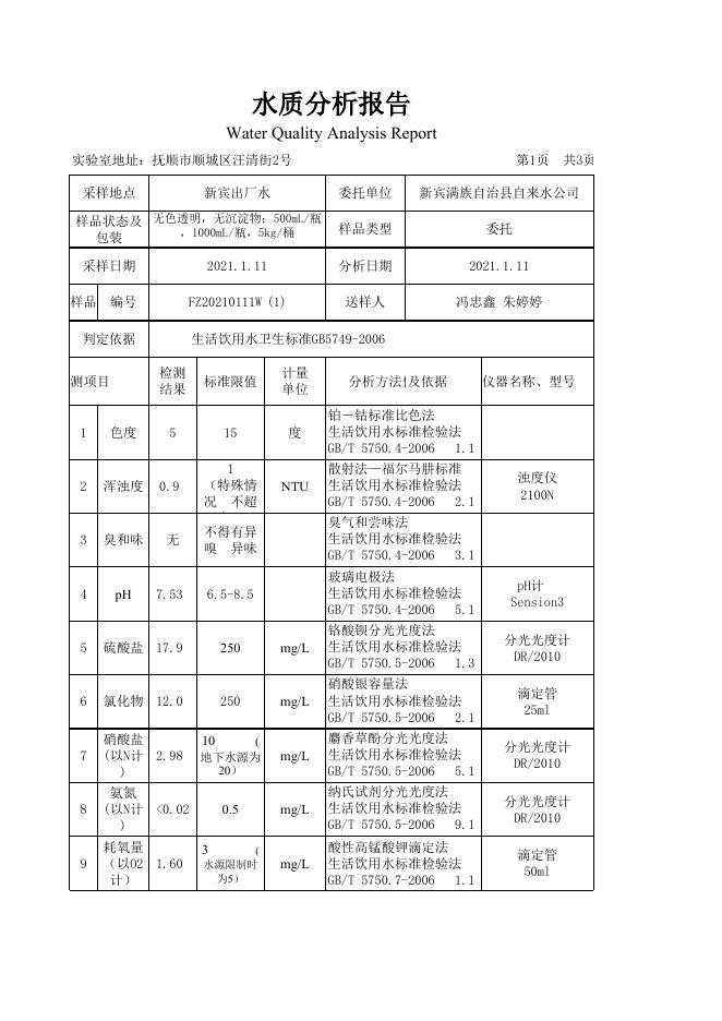 抚顺新宾水厂1月.xls