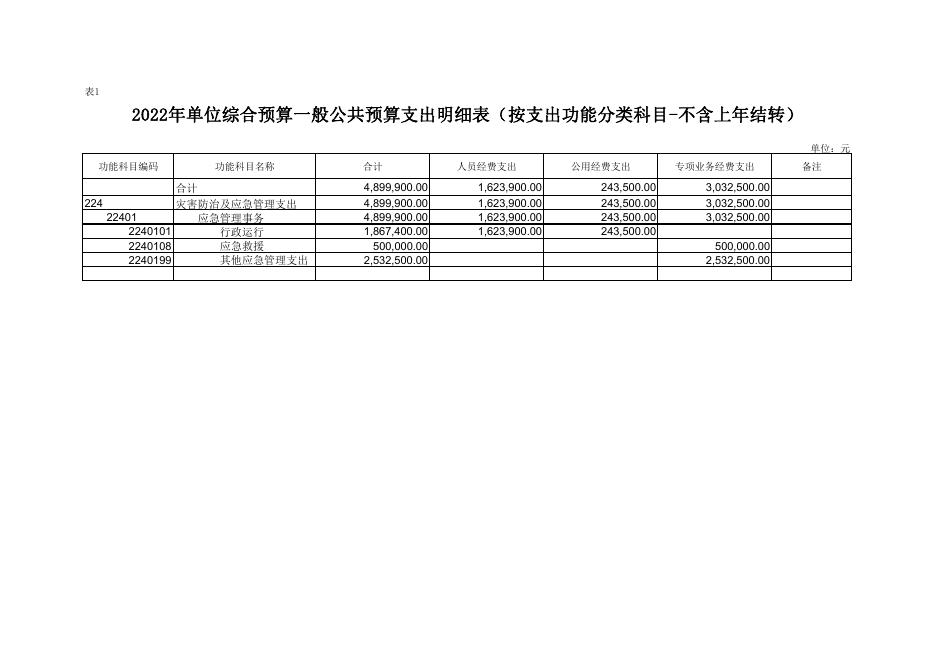 榆林市榆阳区应急管理局2022年部门所属单位综合预算公开报表.pdf