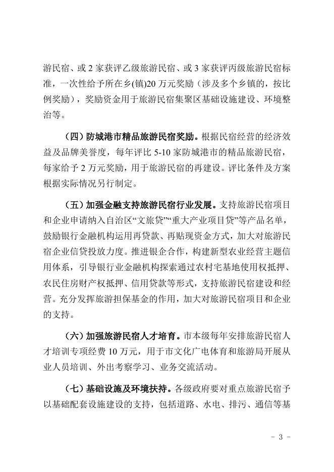 防城港市旅游民宿发展扶持奖励办法（征求意见稿）.docx