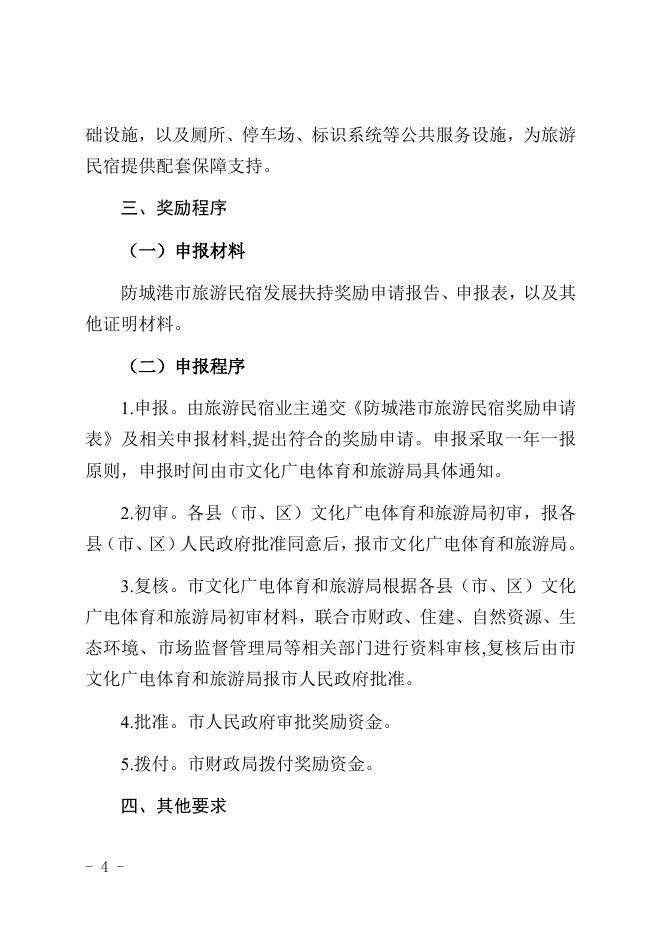 防城港市旅游民宿发展扶持奖励办法（征求意见稿）.docx