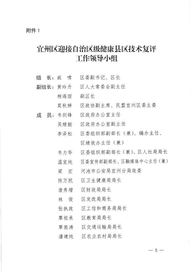 宜政办便函〔2023〕2号 河池市宜州区人民政府办公室关于印发宜州区迎接自治区级健康县区技术复评工作方案的通知.pdf