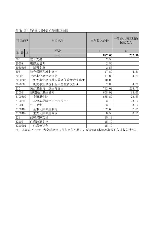 四川省内江市资中县板栗桠镇卫生院2018年部门决算公开表.XLS.xls