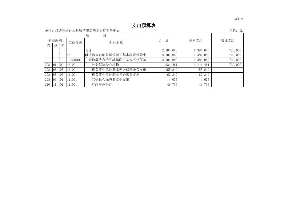 附件1：峨边彝族自治县城城乡基本医疗保险管理中心2019年预算公开报表.xls