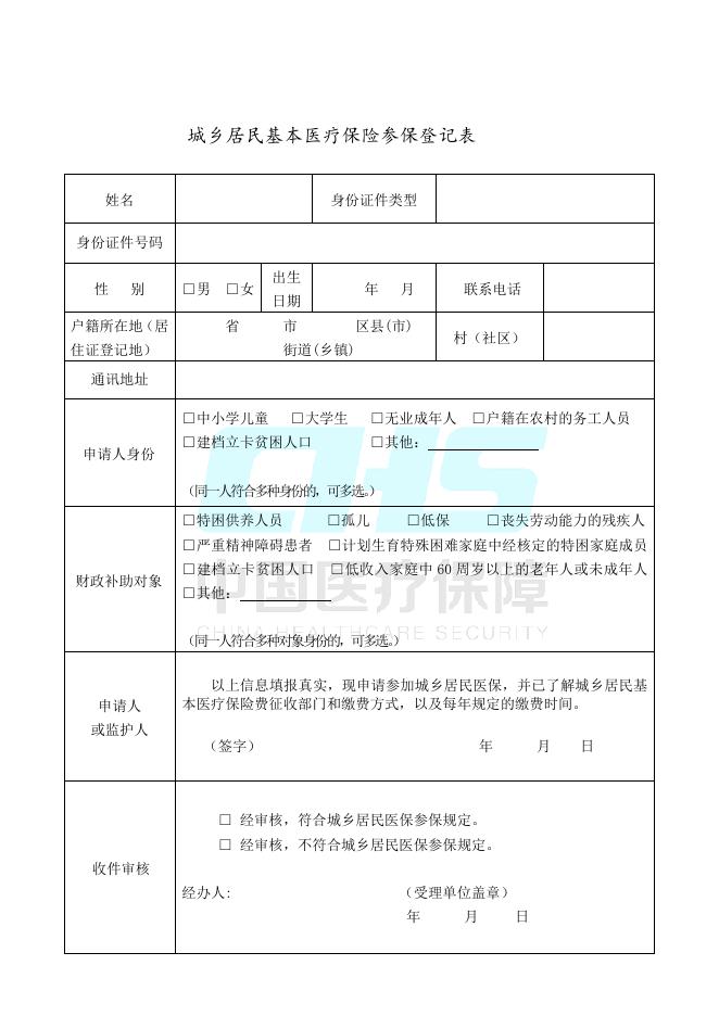 城乡居民基本医疗保险参保登记表.doc