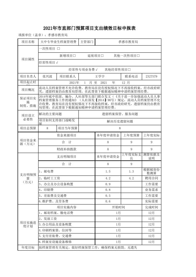 1-2021市直部门绩效目标申报表(教育局机关1+9).xls