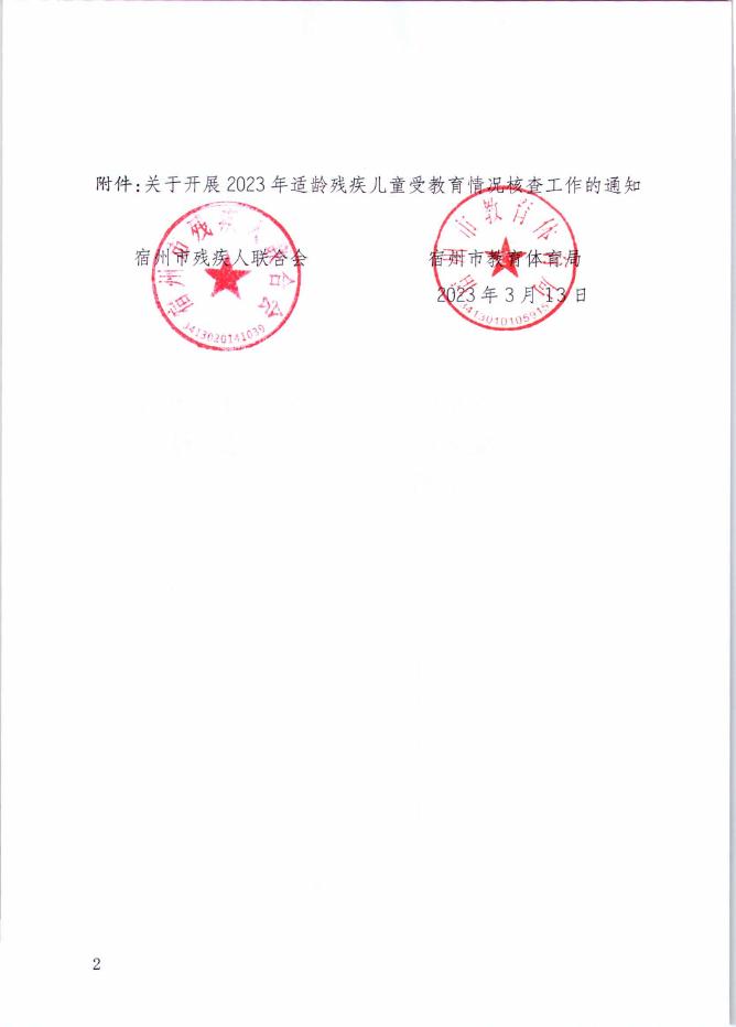 关于转发安徽省残疾人联合会 安徽省教育厅关于开展2023年适龄残疾儿童受教育情况核查工作的通知（宿.pdf