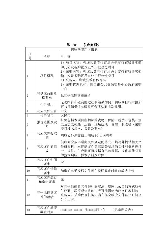 郸城教育体育局幼儿园1-2标段修改文件-磋商文件.docx