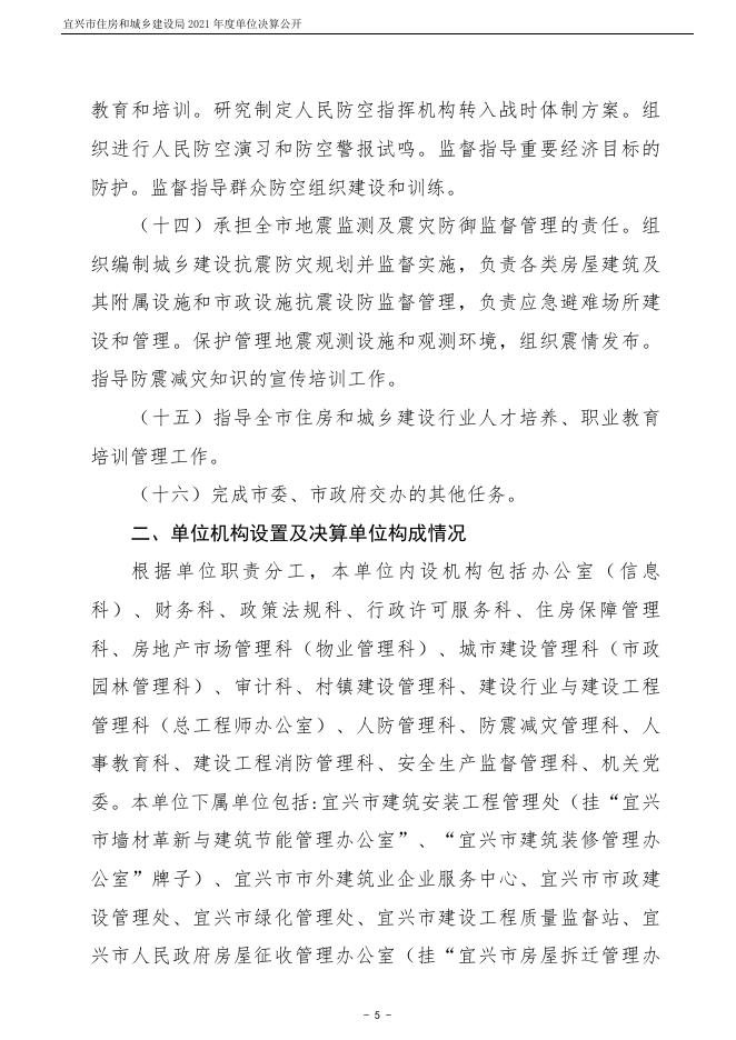 宜兴市住房和城乡建设局(本级）2021年度单位决算公开.docx