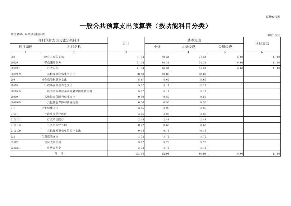 中国共产主义青年团麻栗坡县委员会2021年部门预算公开表.xlsx