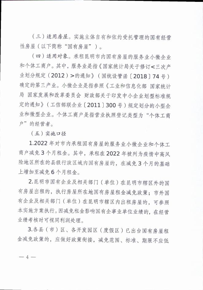 昆明市国资委等6部门印发关于落实服务业领域困难行业分类实施房租减免政策 实施方案的通知（昆国资联发〔2022〕1号）.pdf