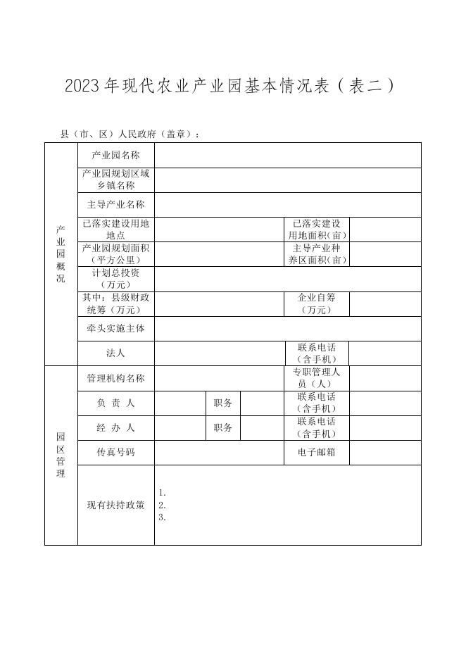 市级产业园信息表.doc