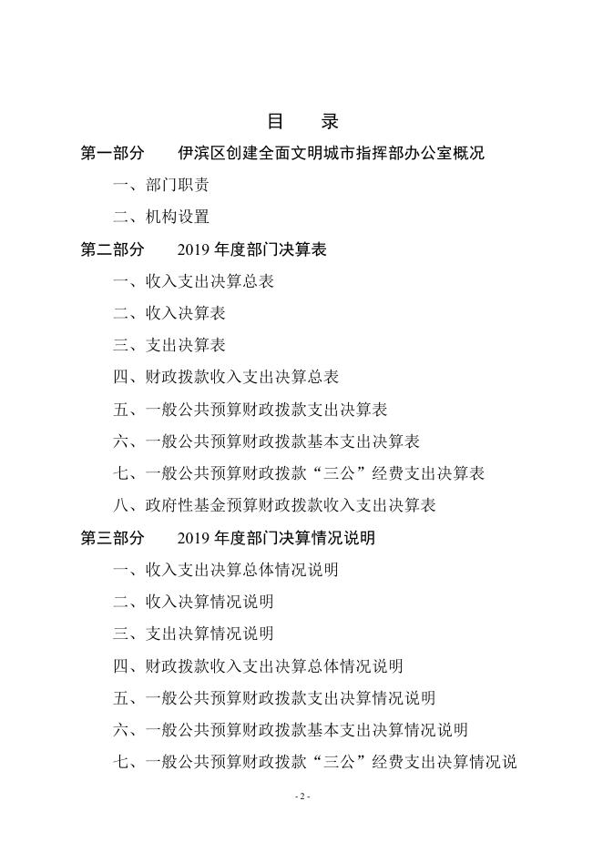 伊滨区创建全国文明城市指挥部办公室2019年度部门决算.pdf