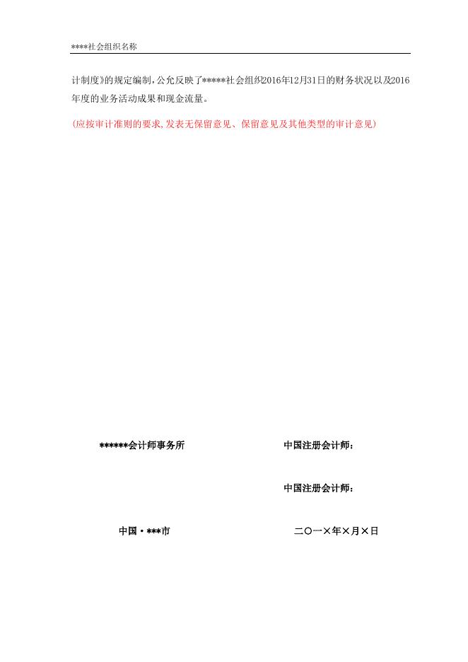 附件4：民办非企业单位2016年度审计报告范本.doc