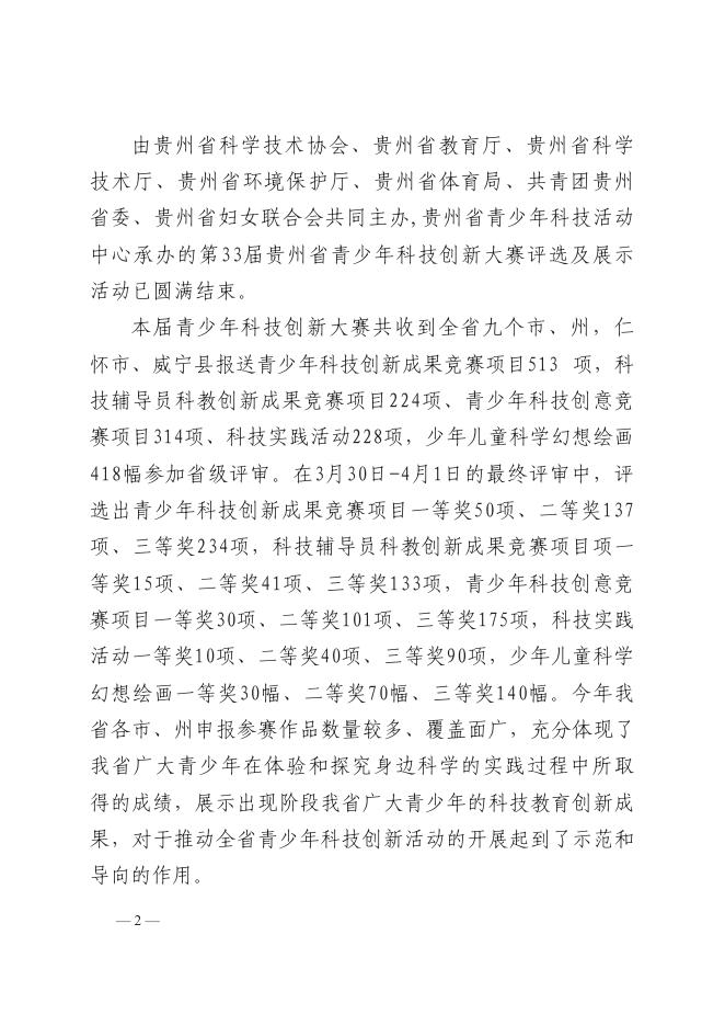 第33届贵州省青少年科技创新大赛获奖名单的通知.pdf