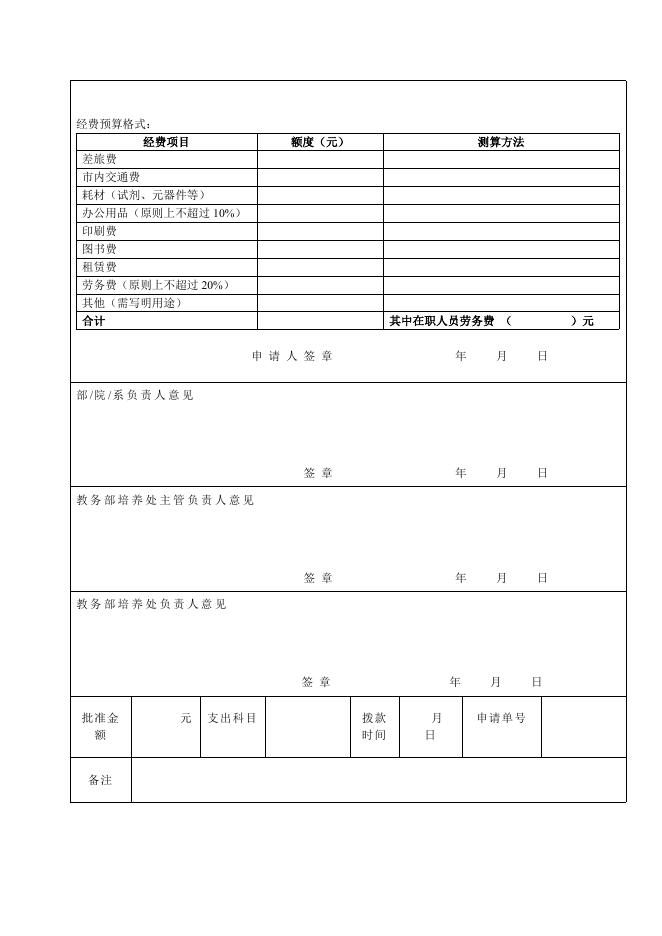 附件5：北京师范大学本科教学经费申请表模板.doc