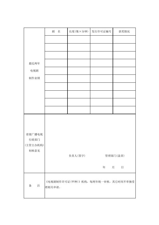 《电视剧制作许可证（甲种）》申请表.doc