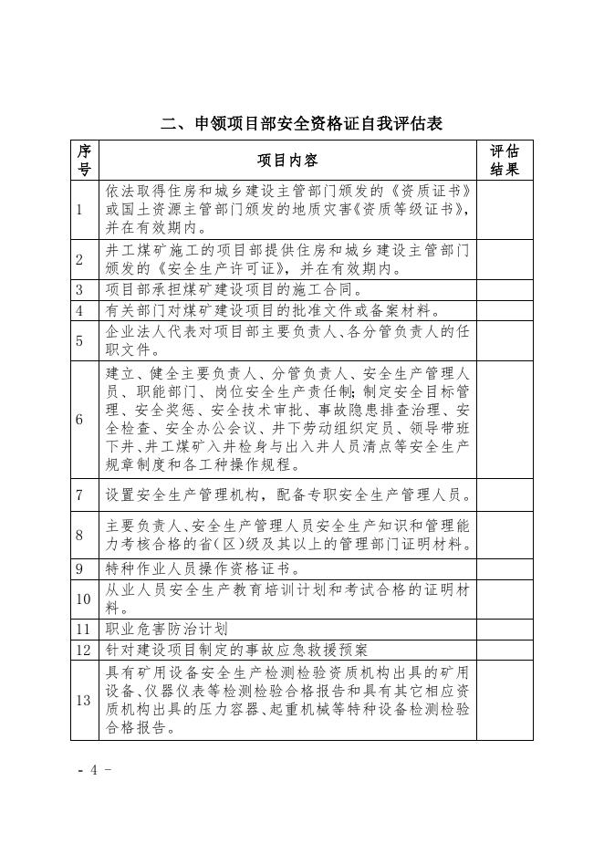 内蒙古煤矿建设施工项目部安全资格证申请书.docx