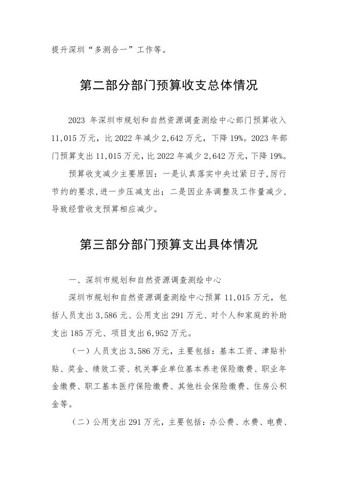 2023年深圳市规划和自然资源调查测绘中心部门预算.pdf