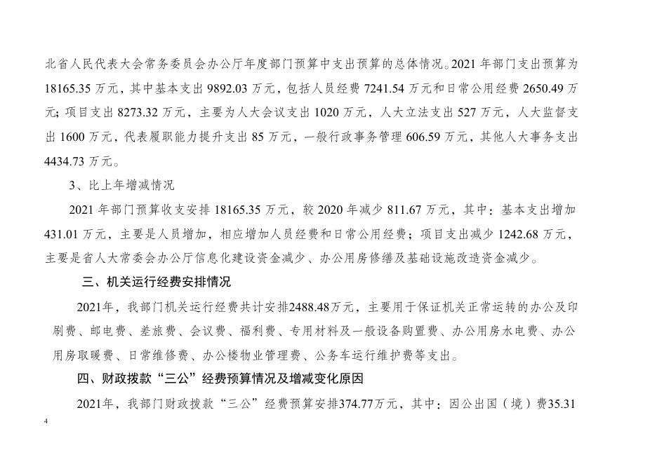 河北省人大常委会办公厅2021年部门预算信息公开说明.docx