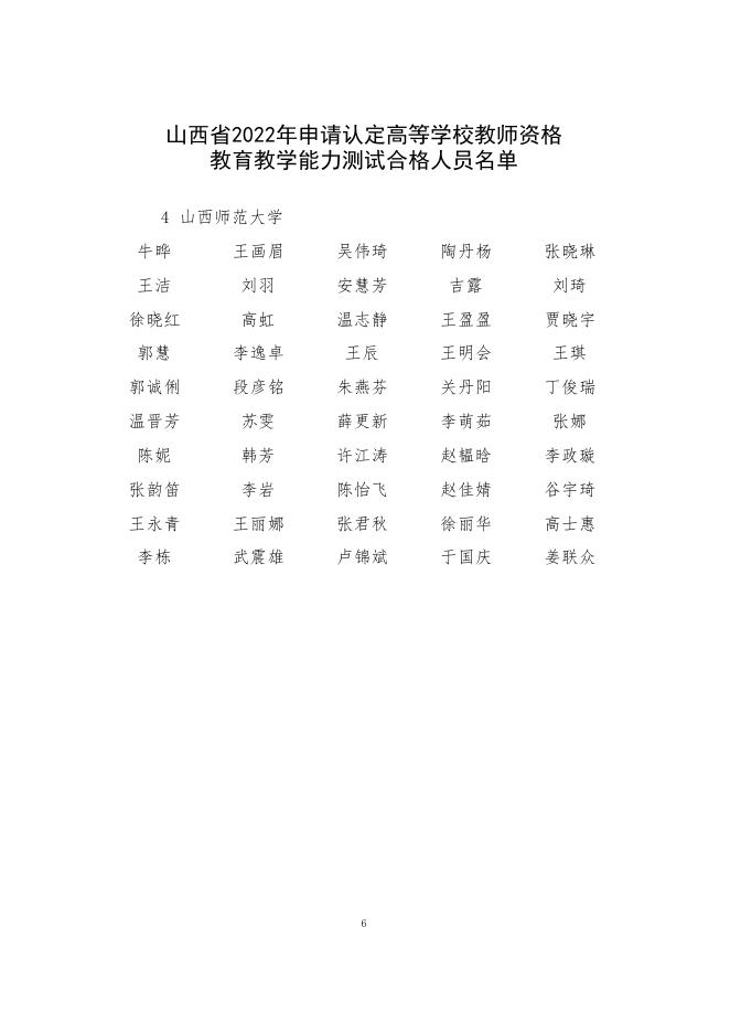 山西省教育厅关于公布2022年申请认定高等学校教师资格人员教育教学能力测试结果的通知.pdf