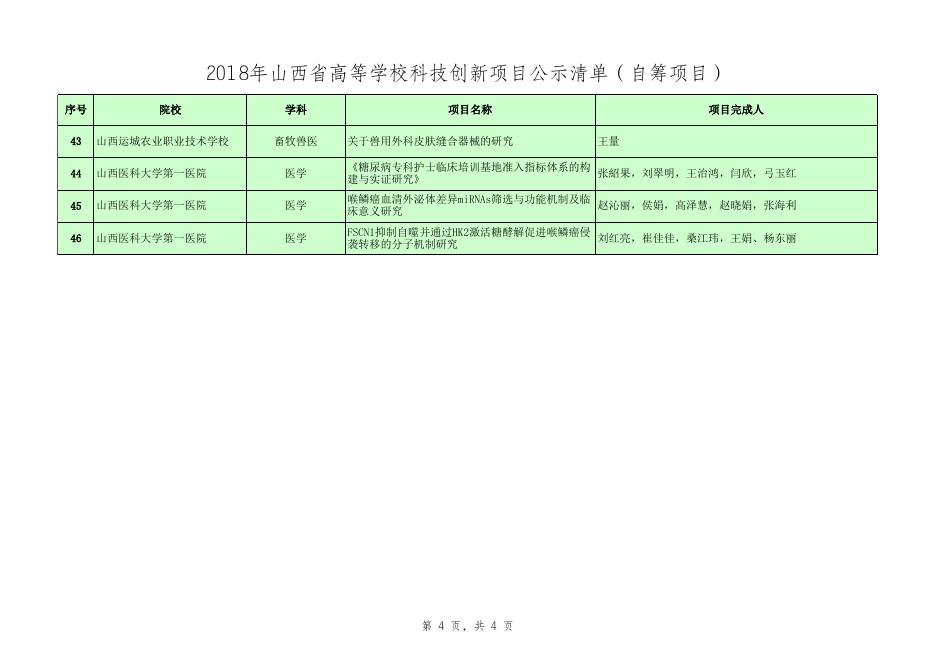 附件2：2018年山西省高校科技创新项目公示清单（自筹项目）.xls