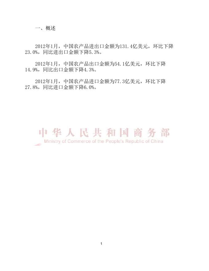 中国农产品进出口月度统计报告2012年01月.pdf