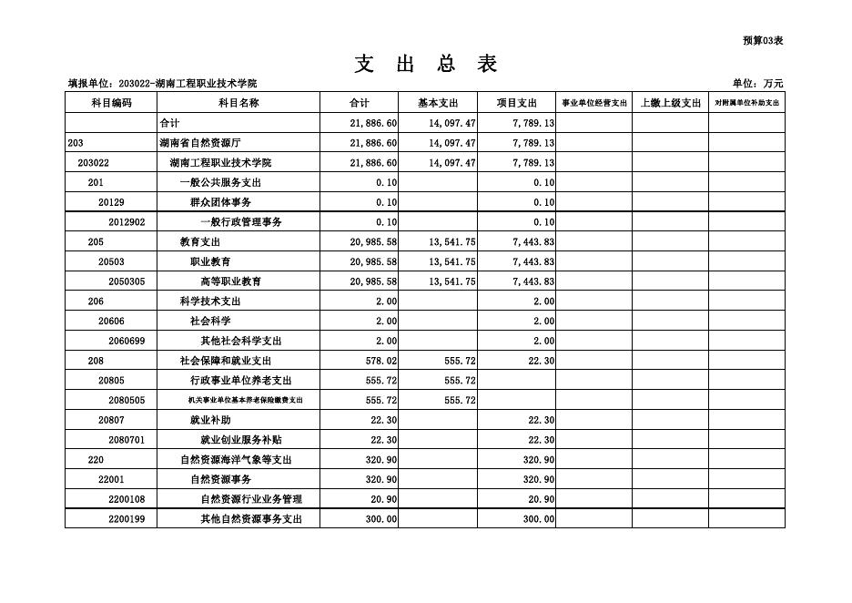 湖南工程职业技术学院2021年预算表.pdf