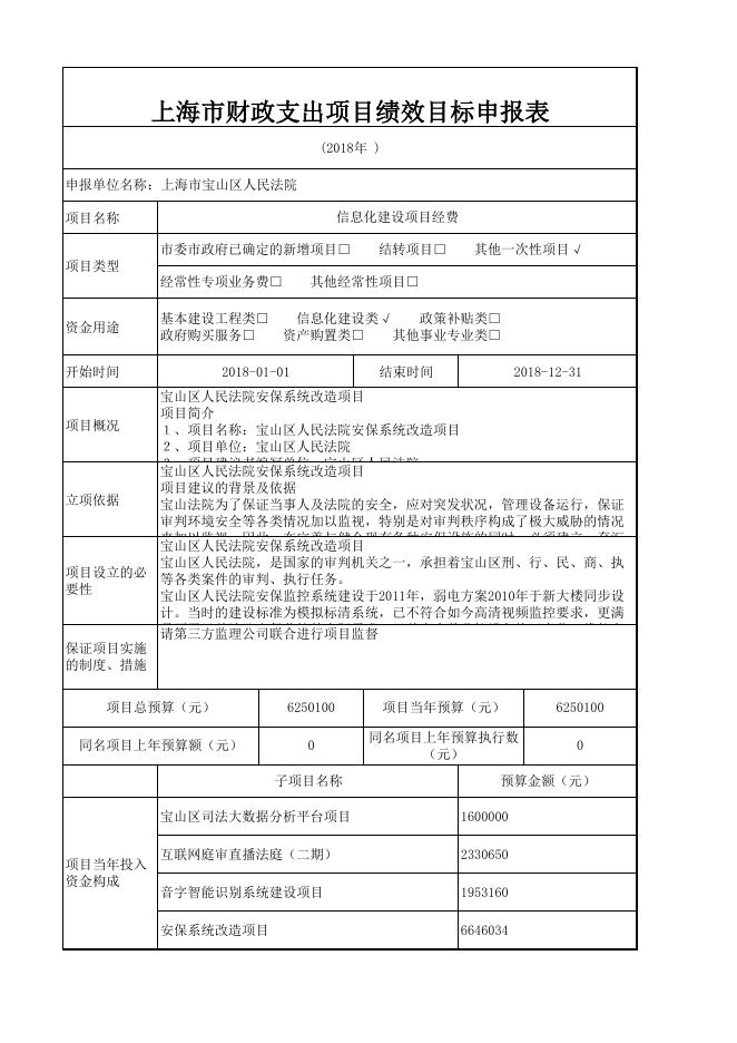 上海市宝山区人民法院2018年度财政支出项目绩效目标.pdf