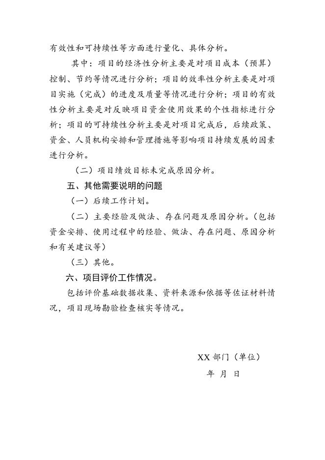 项目支出绩效自评报告模板.doc