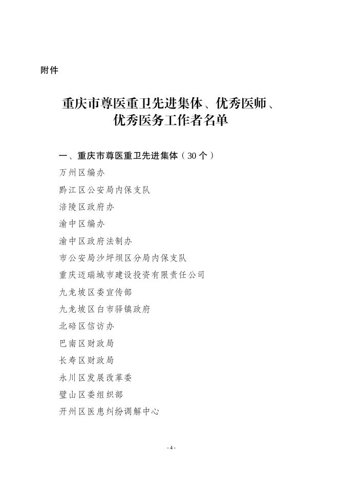 渝人社发〔2018〕142号 重庆市人力资源和社会保障局关于表彰重庆市尊医重卫先进集体、优秀医师、优秀医务工作者的决定.pdf