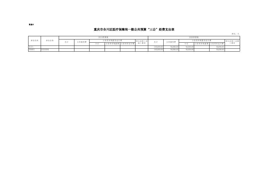 重庆市合川区医疗保障局2020年部门预算社会公开表.xls
