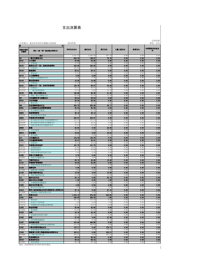 重庆市开州区竹溪镇人民政府2019年度决算公开报表.xls