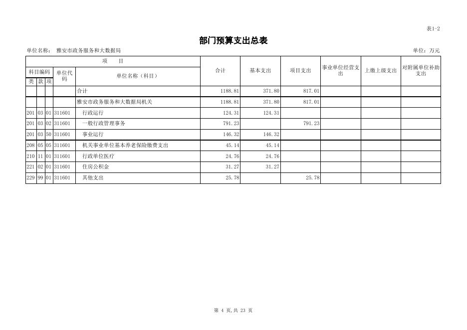 市政务服务和大数据局2019年部门预算.xls