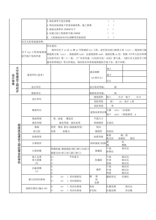 附件4：湛江市工程建设项目审批申请表（工程建设许可阶段）.doc