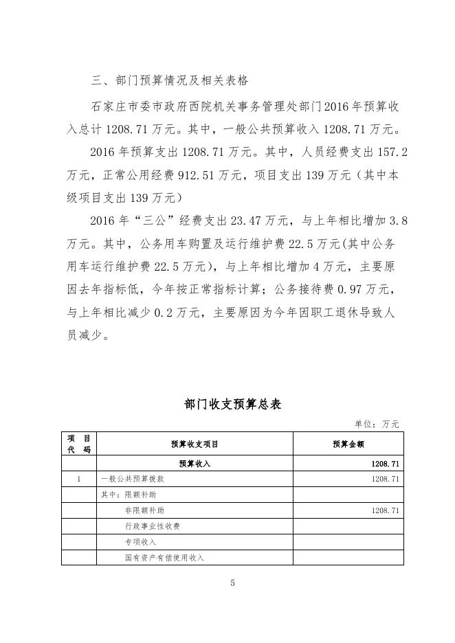 市委市政府西院综合管理处2016年度预算公开.doc