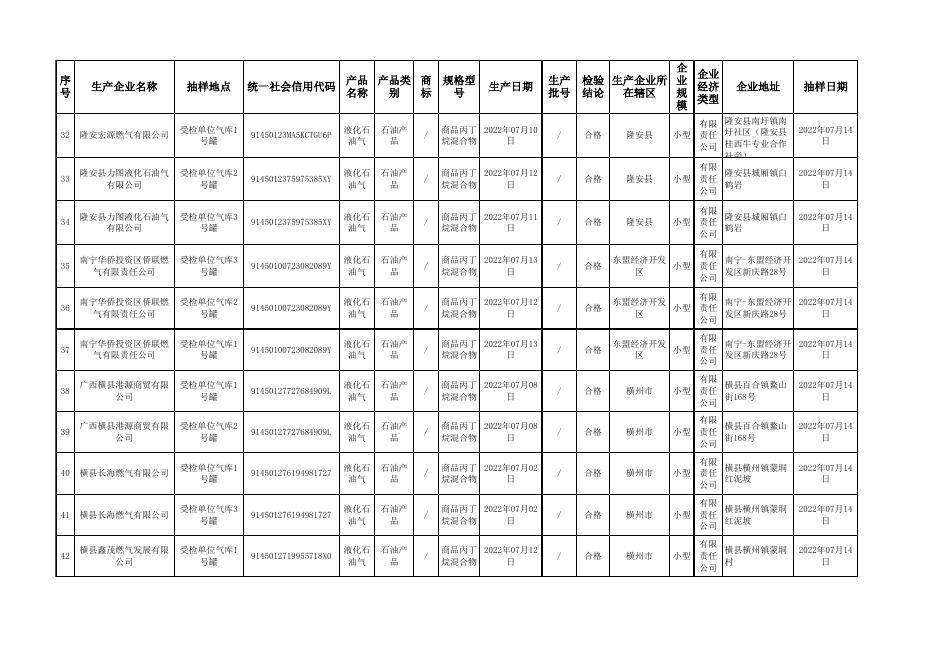 附件2-南宁市市场监督管理局2022年燃气及气体产品质量监督抽查结果汇总表.xlsx
